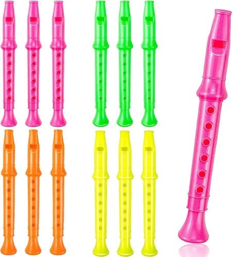 Paquete de 12 grabadoras de plástico de 5.5 pulgadas para niños, flauta de colores mixtos, instrumento musical, juguete para recuerdos de fiesta,