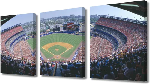 Miniatura 54 de TUMOVO American Sports - Decoración de pared Wrigley Stadium, 3 piezas, arte de pared de estadio de béisbol, cuadros para decoración del hogar