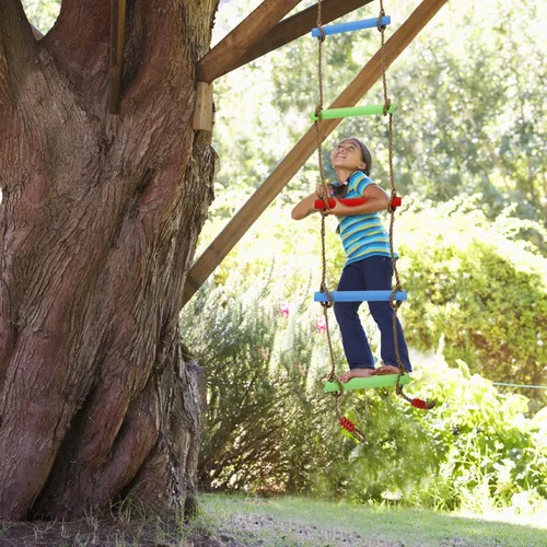 Miniatura 6 de Escalera de cuerda de campamento colorida de 7 pies para niños, escalera de escalada colgante para juego de columpio, parque infantil, casa