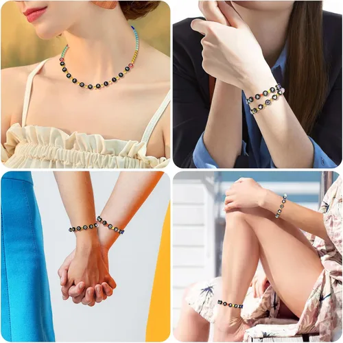 Miniatura 7 de ARTDOT Kit de fabricación de pulseras de amistad con 1400 piezas de cuentas de letras, surtido de 28 estilos, suministros para hacer joyas, juego