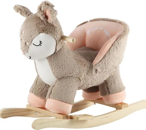 Miniatura 12 de Rock My Baby Caballo de madera con asiento para bebé, alpaca y llama, peluche con asiento para bebés de 1 a 3 años, juguete de balanceo de madera
