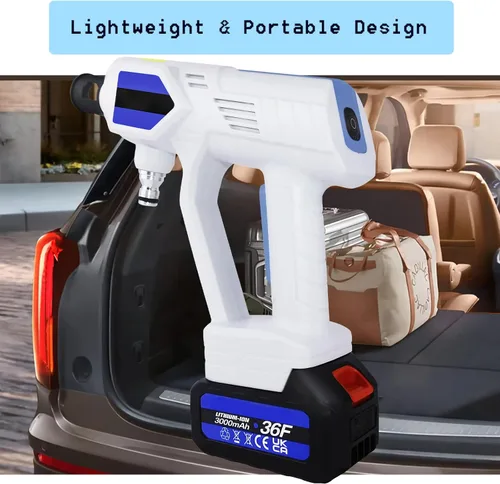 Miniatura 5 de Lavadora portátil de coche con 2 baterías recargables de 3000 mAh, cargador rápido, lavadora inalámbrica de alta presión para coche, máquina