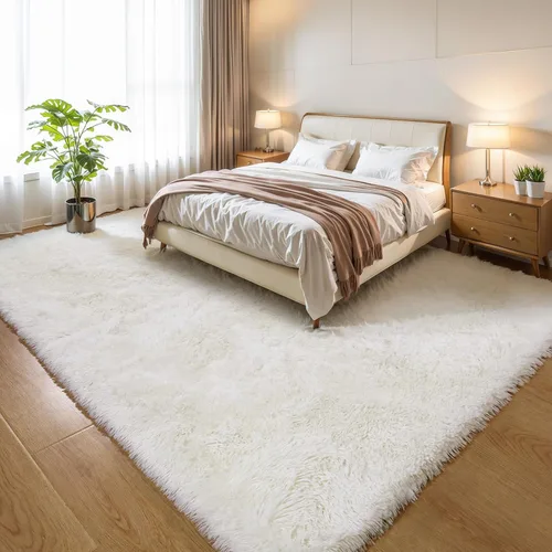 Miniatura 55 de KCHOWUA Alfombras Esponjosas y Peludas de Unicornio para Dormitorio de Niñas, 3x5 pies Lavable Antideslizante Alfombra de Área Shag Peluda para Sala