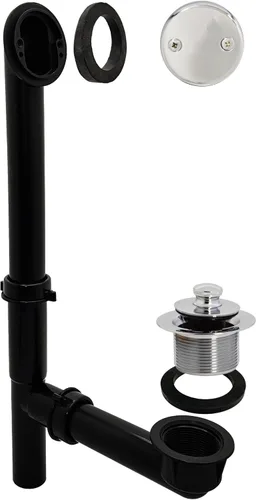 Miniatura 19 de Westbrass 597144-62 Conjunto de desbordamiento y desbordamiento tubular de polietileno de 14 pulgadas con placa frontal de 2 agujeros y tapón