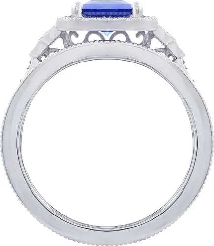 Miniatura 46 de Amazon Essentials Anillo antiguo de plata de ley chapada en platino o oro con circonita cúbica de elementos infinitos de corte Asscher
