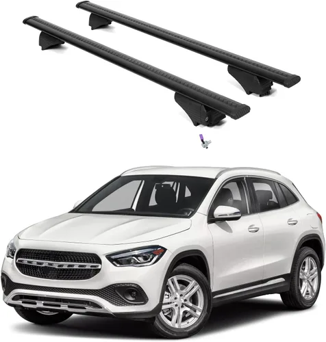 Miniatura 11 de ERKUL Barras transversales para techo para Mercedes Benz GLA 2014-2020 Barras transversales de aluminio con bloqueo antirrobo para el techo