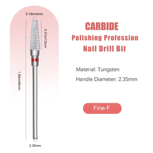 Miniatura 3 de Paquete de 3 brocas de uñas para uñas acrílicas, brocas cónicas de carburo de tungsteno de 3/32 pulgadas para uñas, eliminación rápida profesional