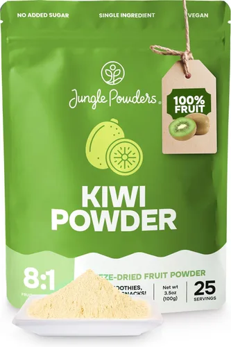 Jungle Powders Polvo de fruta de kiwi en bolsa de 3.5 onzas, licuado de kiwi liofilizado, jugo de fruta entera en polvo para hornear sin azúcar