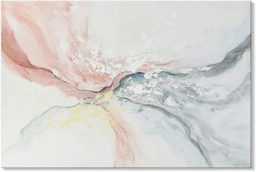Lienzo abstracto rosa para pared, pintura al óleo pintada a mano en rosa y gris, arte moderno con forma de flujo de agua para dormitorio, sala de