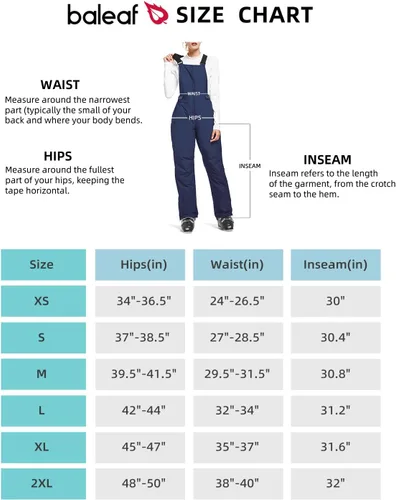 Miniatura 6 de BALEAF Women's Insulated Waterproof Ski Bib Overalls Snow Windproof Snowboarding Pant