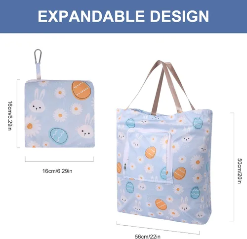 Miniatura 4 de Paquete de 2 bolsas de lavandería de viaje con asa y cordón, bolsas plegables expandibles para ropa sucia con gancho y cremallera, 23 x 20 pulgadas