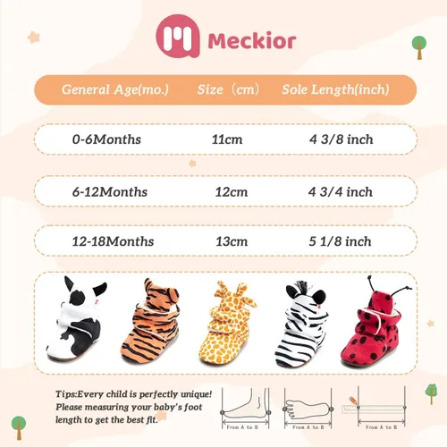 Miniatura 6 de Meckior - Calzado de invierno de polar cálido para recién nacidos, pantuflas para los que empiezan a caminar, para niños y niñas