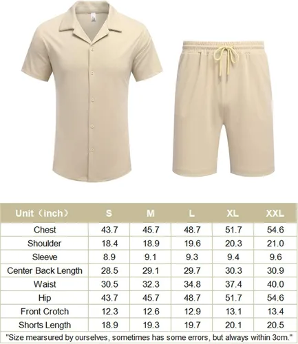 Miniatura 7 de COOFANDY Mens Two Piece Outfits Sets Casual Button Down Short Sleeve Shirt and Shorts Beach Outfits Sets