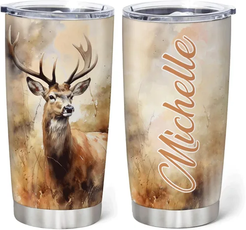 Miniatura 10 de Hyturtle Regalos de Caza Personalizados Para Hombres - Vaso Térmico de Caza de Ciervos con Camuflaje de 20 Oz para Café de Viaje de Acero Inoxidable