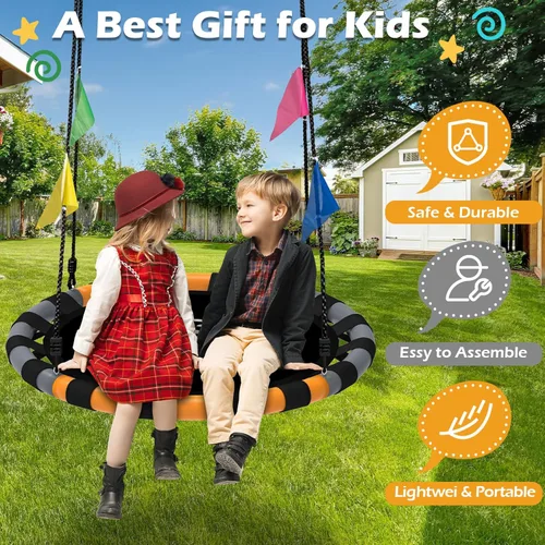 Miniatura 3 de HeyZoo - Columpio de platillo, juegos de columpio de 40 pulgadas para patio trasero y parque infantil, capacidad de peso de 900 libras, con giro