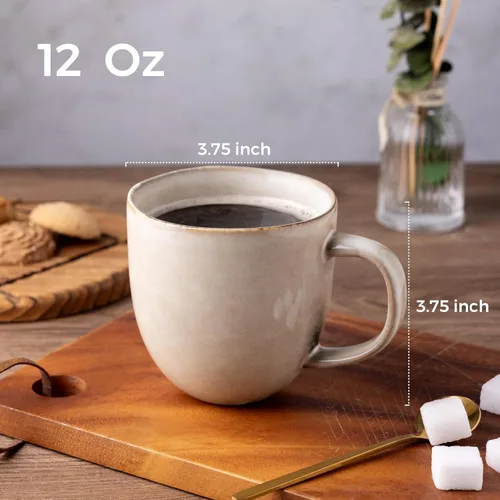 Miniatura 2 de AmorArc Tazas de café de 12 onzas, juego de 6 tazas de café de cerámica para hombre, mujer, papá, mamá, tazas de café modernas con asa