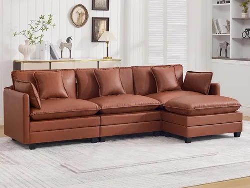Miniatura 89 de Otomán de Sofá Moderno de Chenille Nube de 35'', Otomán Rectangular para Sofá Seccional Modular, Beige