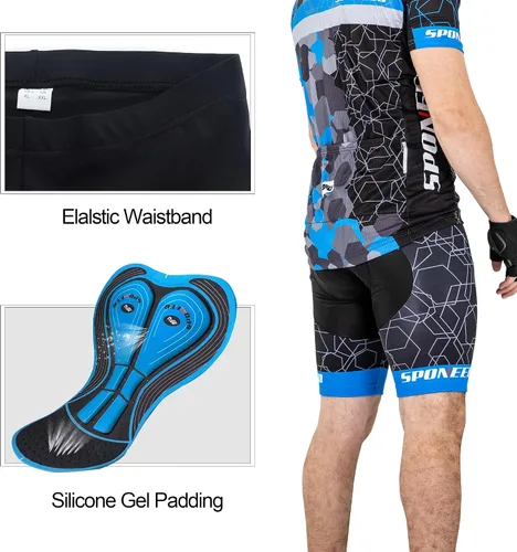 Miniatura 29 de sponeed Conjunto de traje de ciclismo para hombre, camiseta de ciclismo de carretera, pantalones cortos de ciclismo de trianthlon