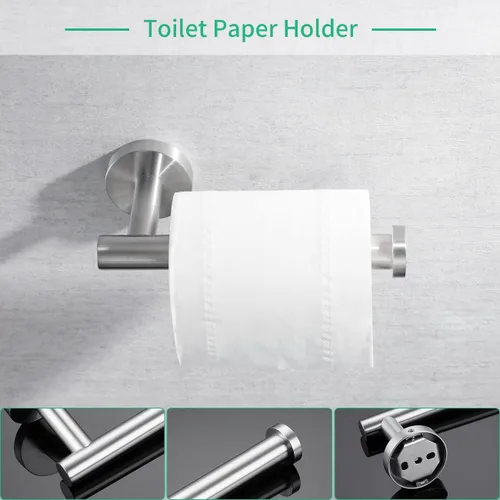 Miniatura 7 de Miyili BS01N4 - Juego de accesorios de baño de 4 piezas, acero inoxidable cepillado, soporte para pared, incluye toallero doble, toallero de mano