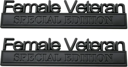 Miniatura 9 de 2 emblemas de automóvil de edición especial para veterana femenina, 3D, para exteriores, camiones, calcomanías para guardabarros (negro/rojo)
