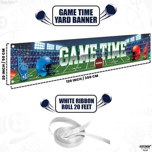 Miniatura 2 de KatchOn, Cartel grande de fútbol para patio, 120 x 20 pulgadas, telón de fondo de estadio de fútbol, decoraciones de fiesta de cumpleaños, telón