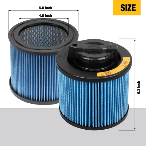 Miniatura 3 de DEWALT Filtro de vacío de repuesto DXVC4002, apto para la mayoría de aspiradoras húmedas y secas de 4 a 5 galones, filtro de cartucho de alta