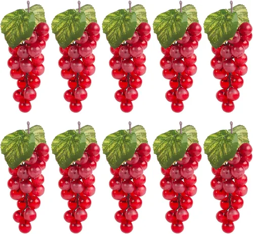 Miniatura 7 de 5 racimos de uvas falsas de goma, paquetes de uva falsa para el hogar, casa, cocina, fiesta, boda, fotografía, decoración, color negro
