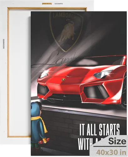Miniatura 61 de Arte de pared motivacional para la oficina, lienzo de arte de súper auto, decoración automotriz inspiradora para los amantes de Porsche Sportscar