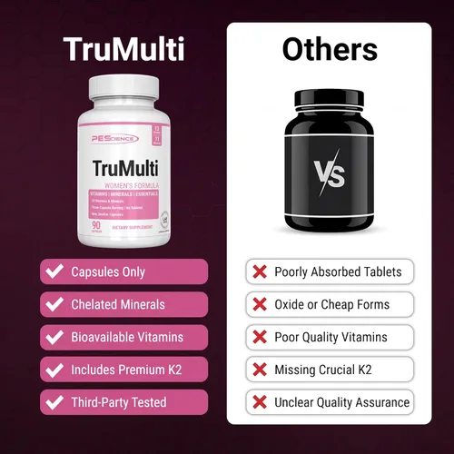 Miniatura 4 de PEScience TruMulti Women's Multivitamínico con vitamina C, D, zinc de primera calidad para apoyo inmunológico y estrés, 90 cápsulas