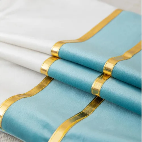 Miniatura 2 de ZLINA Juego de 2 fundas de almohada decorativas de terciopelo verde aguamarina y blanco con parches y cuero dorado de 16 × 16 pulgadas, fundas