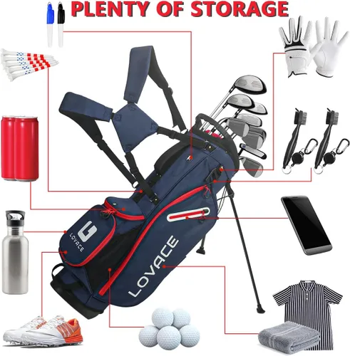 Miniatura 5 de Bolsa de golf con soporte de 14 divisiones, bolsa de golf ligera con soporte para hombres y mujeres Azul