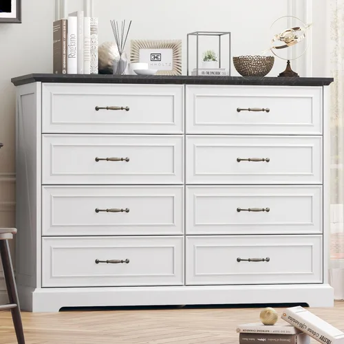 Miniatura 16 de Thacuok Cómoda de 3 cajones para dormitorio, cómoda de madera de 24 pulgadas de ancho, cómoda rústica de granja con cajones grandes y asas de metal