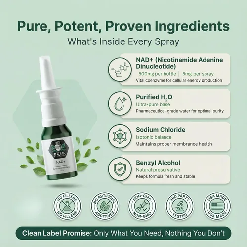 Miniatura 2 de NAD+ Spray 100 aerosoles Dinucleótido de nicotinamida y adenina NAD+ 100% puro y fabricado en Estados Unidos 5 mg por aerosol para apoyar