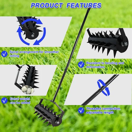 Miniatura 4 de Aireadores de césped, jardines, patios, suelo suelto en tierras de cultivo, herramienta aireadora de césped de jardinería, aireador de alta