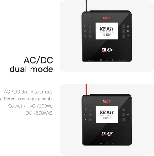 Miniatura 4 de ISDT Cargador de batería K2 Air Lipo descargador 2-6S AC 200W DC 500Wx2 20A Cargador inteligente de doble canal para la vida Lilon LiHv NiMH RC