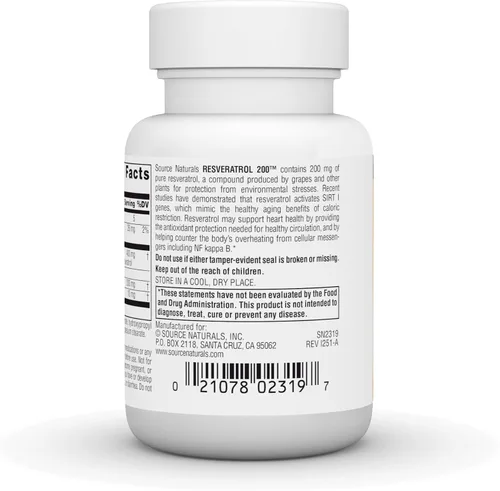 Miniatura 4 de Source Naturals Resveratrol 200 mg para el Corazón y el Envejecimiento Saludable - 30 Cápsulas Vegetarianas