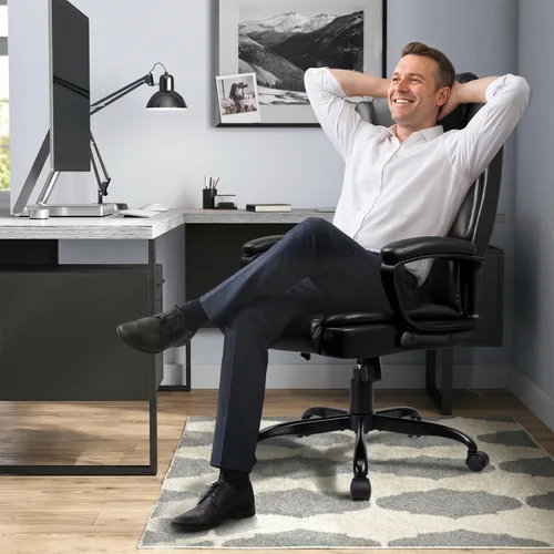 Miniatura 2 de LEMBERI Silla de Escritorio de Oficina, Silla Ejecutiva Gerencial Grande y Alta, Silla de Computadora con Respaldo Alto, Sillas Ergonómicas de Cuero