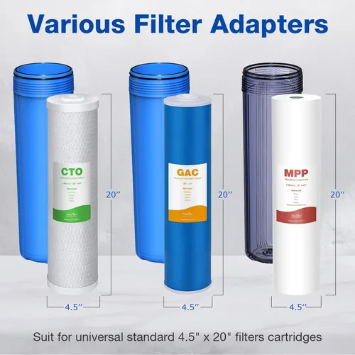 Miniatura 8 de SimPure Sistema de filtro de agua para toda la casa, prefiltración de agua transparente para el hogar de 3 etapas con sedimentos de carbono
