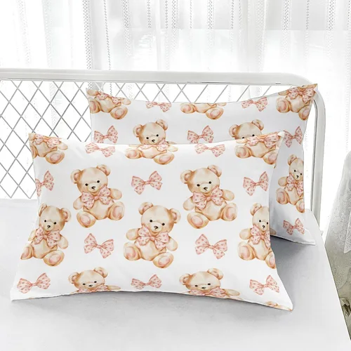 Miniatura 4 de AILONEN Lovely Bear - Juego de sábanas bajeras tamaño Queen, juego de ropa de cama con pajarita de dibujos animados para niños y niñas, sábana