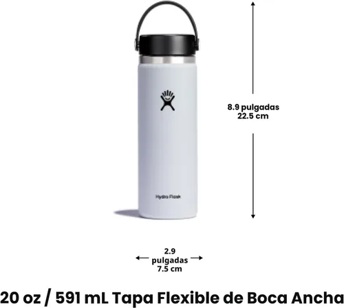 Miniatura 5 de Hydro Flask Botella de agua – Acero inoxidable aislado – Tapa flexible de boca ancha, antiderrames, a prueba de fugas y recargable en agave de 20