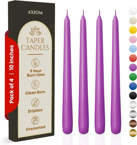 Miniatura 31 de Axiom Candles - Velas cónicas de 10 pulgadas sin goteo - Velas altas sin perfume y sin humo - 9 horas de combustión - Velas cónicas para el hogar