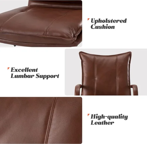 Miniatura 7 de HULALA HOME Silla de escritorio de piel sintética para oficina en casa, silla giratoria ajustable para computadora con patas y brazos dorados, Patas