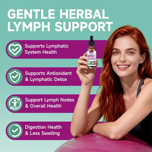Miniatura 2 de Gotas de drenaje linfático liposomal, suplementos de drenaje linfático 9 en 1 para desintoxicación y limpieza, con equinácea, diente de león, saúco