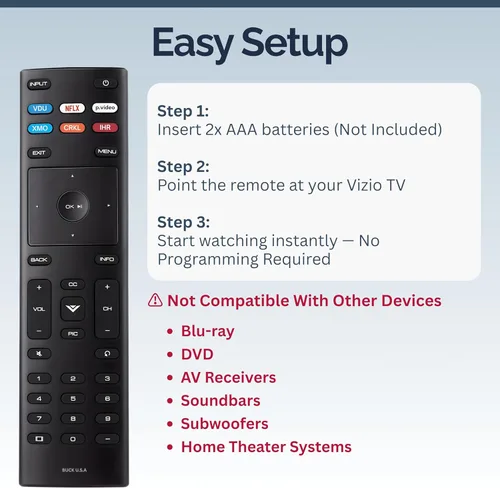 Miniatura 5 de XRT136 Vizio Smart TV Remoto Reemplazo – Fácil configuración, infrarrojo, teclas de acceso directo, control remoto universal para televisores