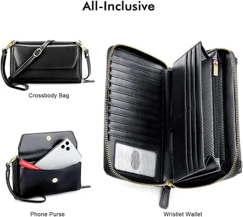 Miniatura 2 de nuoku Carteras para mujeres con ranuras para tarjetas de crédito con bloqueo RFID de gran capacidad