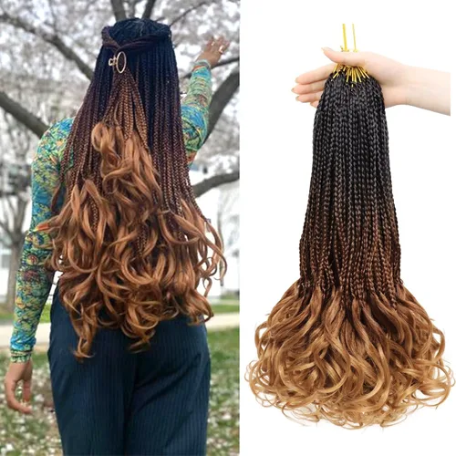 Miniatura 42 de Trenzas de ganchillo rizadas francesas de 22 pulgadas, 8 paquetes, trenzas de caja diosa grises para mujeres, de ganchillo pre-trenzadas con Trenzas