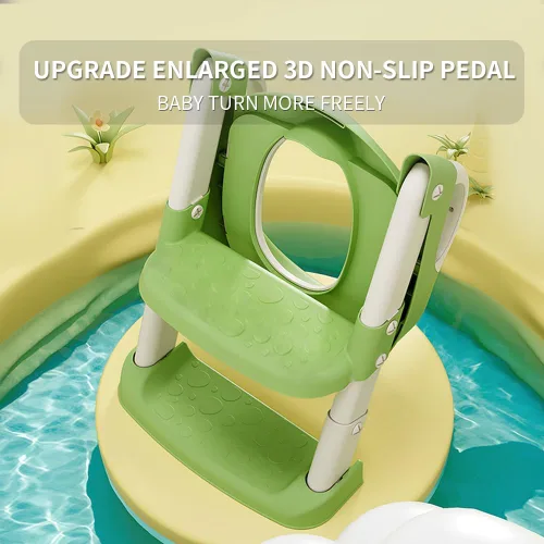 Miniatura 7 de Asiento de inodoro de entrenamiento para niños y niñas, asiento de inodoro con escalera, asiento plegable para inodoro con diseño antideslizante