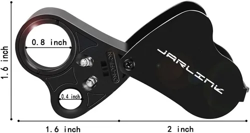 Miniatura 6 de JARLINK Paquete de 2 lupas de joyería iluminadas de 30 x 60 X, lupa plegable para joyería con luz LED brillante para gemas, joyas, monedas, sellos