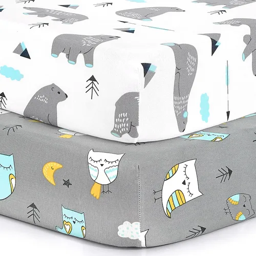 Miniatura 20 de Pack n Play Sheets, BROLEX 2 Pack Mini Crib Sheets,Stretchy Portable Fitted Playard Sheet Set, Convertible Playard Mattress Cover,Ultra Soft