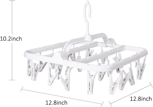 Miniatura 3 de Perchas plegables con 26 clips de secado, colgador de ropa interior con clips, clip de plástico para ropa sucia y colgador de secado por goteo
